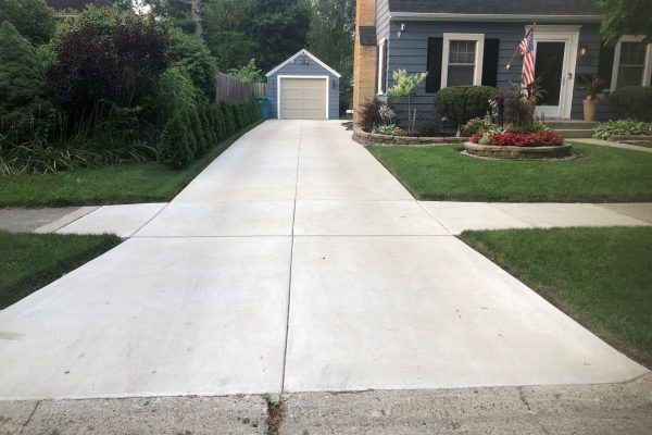 Driveway A concrete driveway.