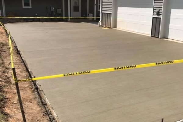 A concrete driveway.