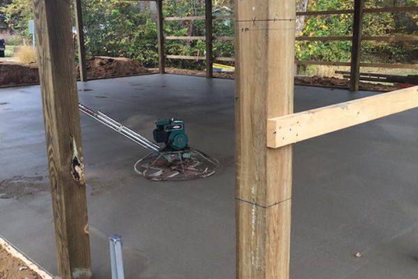 A concrete pole barn floor.