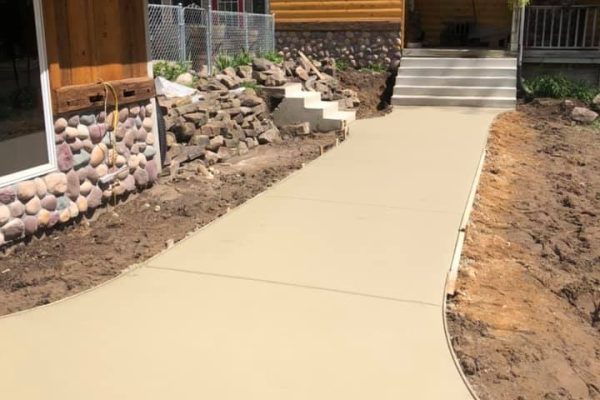 A concrete sidewalk.